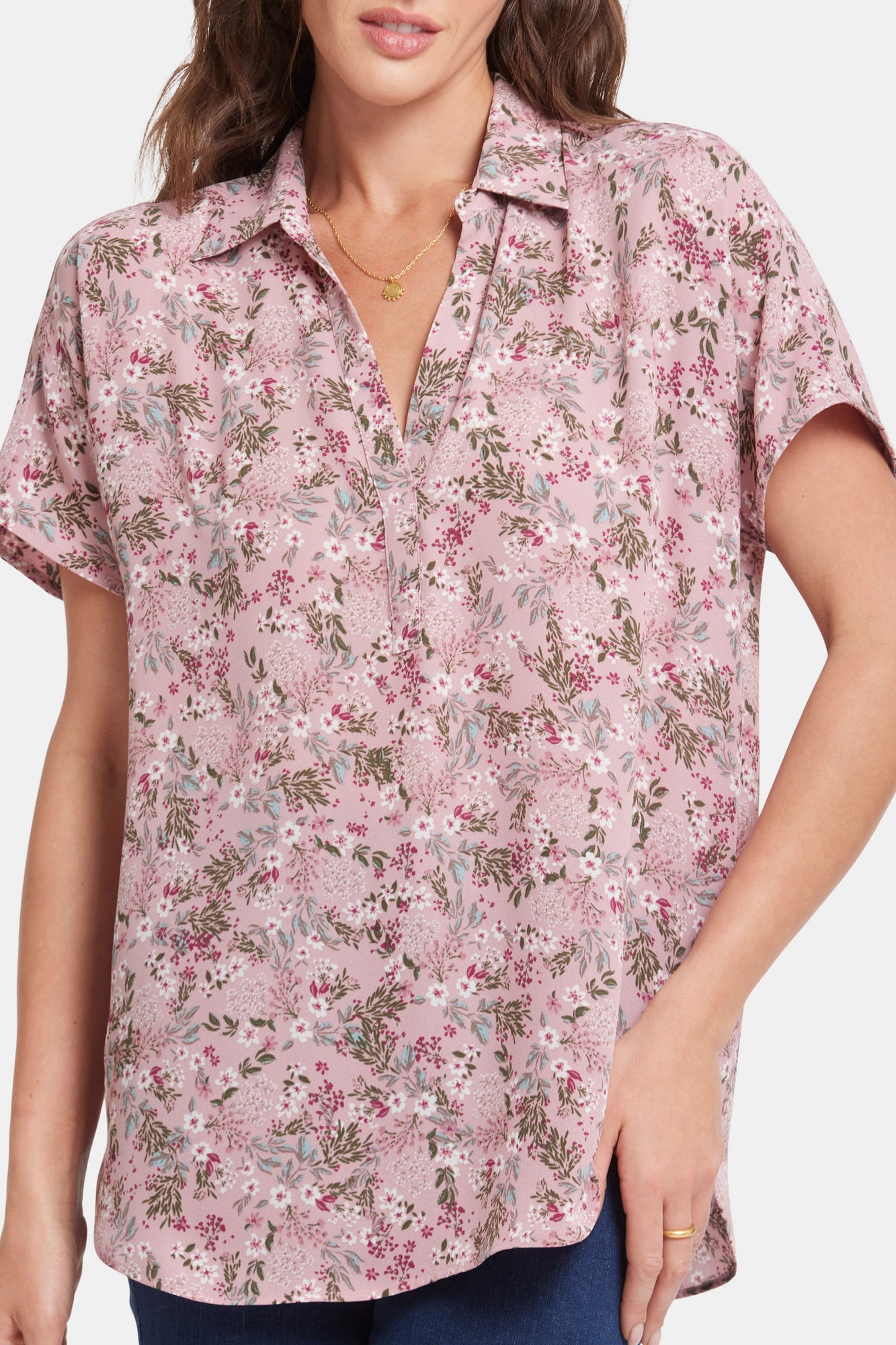 NYDJ Becky Short Sleeved Blouse  - Berry Fields