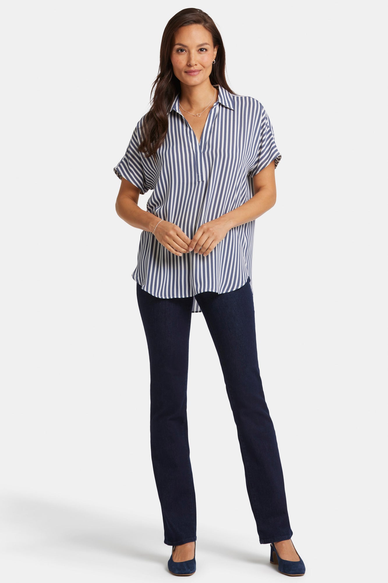 NYDJ Becky Short Sleeved Blouse  - Skyline