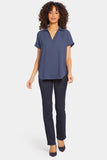 NYDJ Becky Short Sleeved Blouse  - Oxford Navy