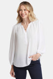 NYDJ Puff Sleeve Popover Top  - Optic White