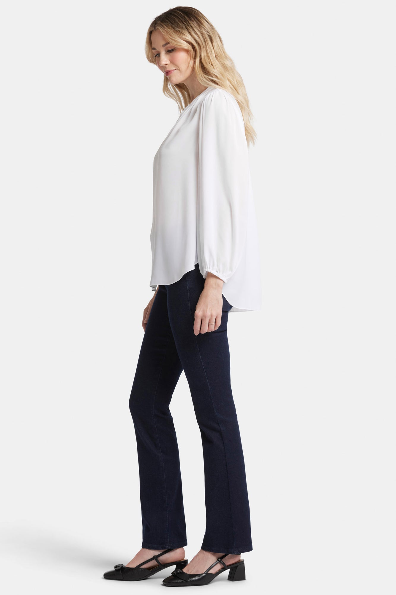 NYDJ Puff Sleeve Popover Top  - Optic White