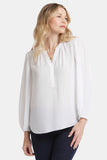 NYDJ Puff Sleeve Popover Top  - Optic White