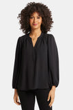 NYDJ Puff Sleeve Popover Top  - Black