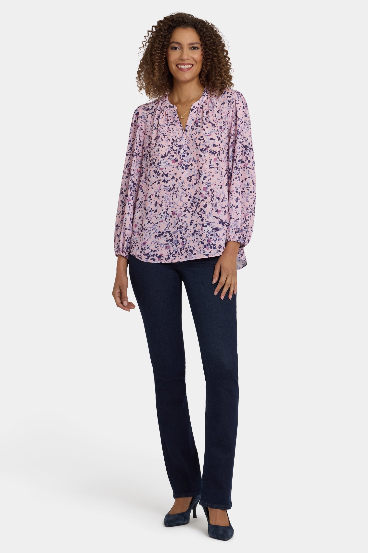 Puff Sleeved Popover Top - Parc Monceau Purple | NYDJ