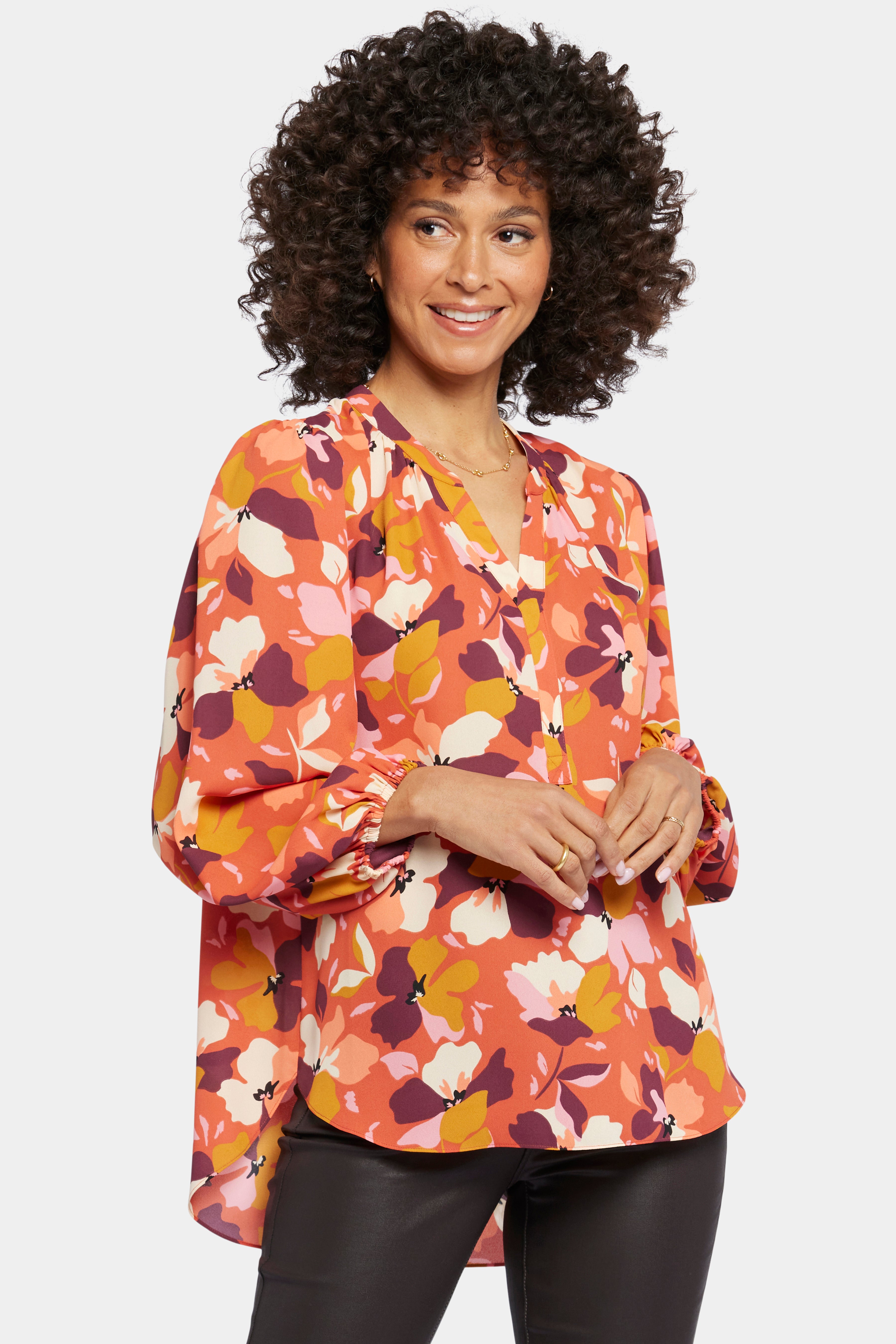 Puff Sleeve Popover Top - Gingervale Orange | NYDJ