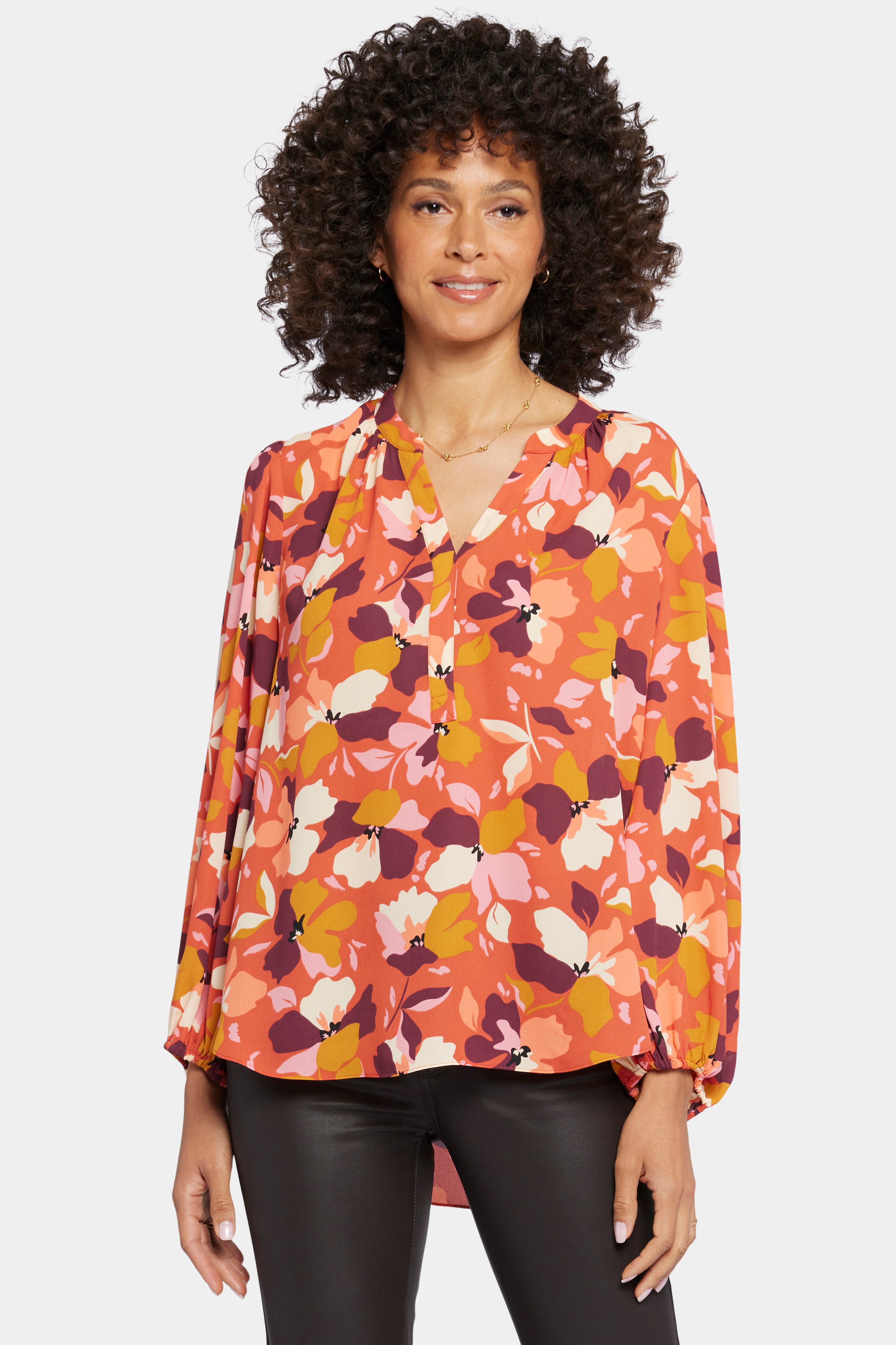 Puff Sleeve Popover Top - Gingervale Orange | NYDJ