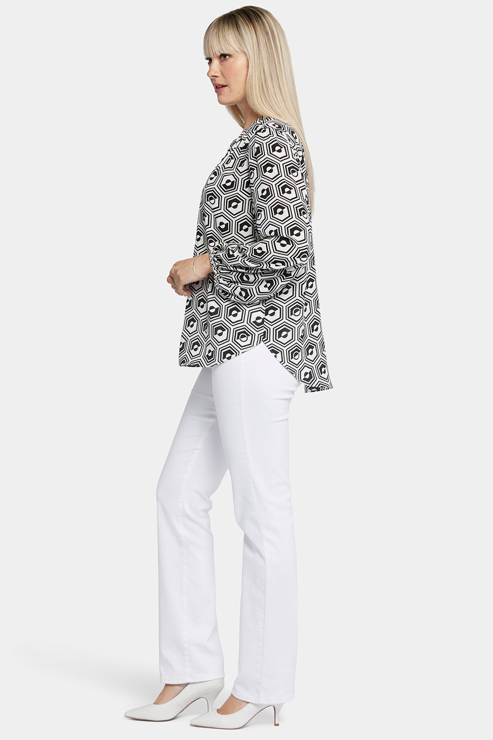 NYDJ Puff Sleeve Popover Top  - Night Owl