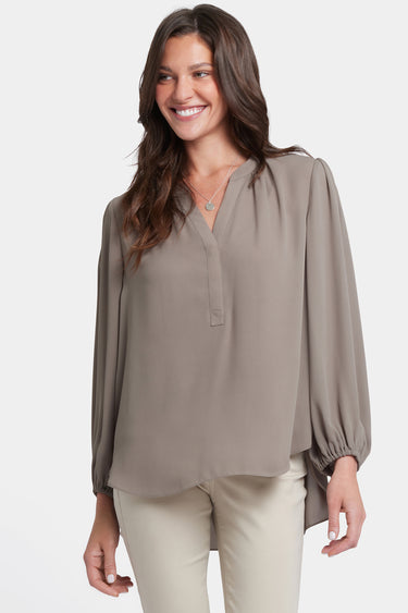 NYDJ Puff Sleeved Popover Top  - Saddlewood