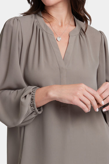 NYDJ Puff Sleeved Popover Top  - Saddlewood