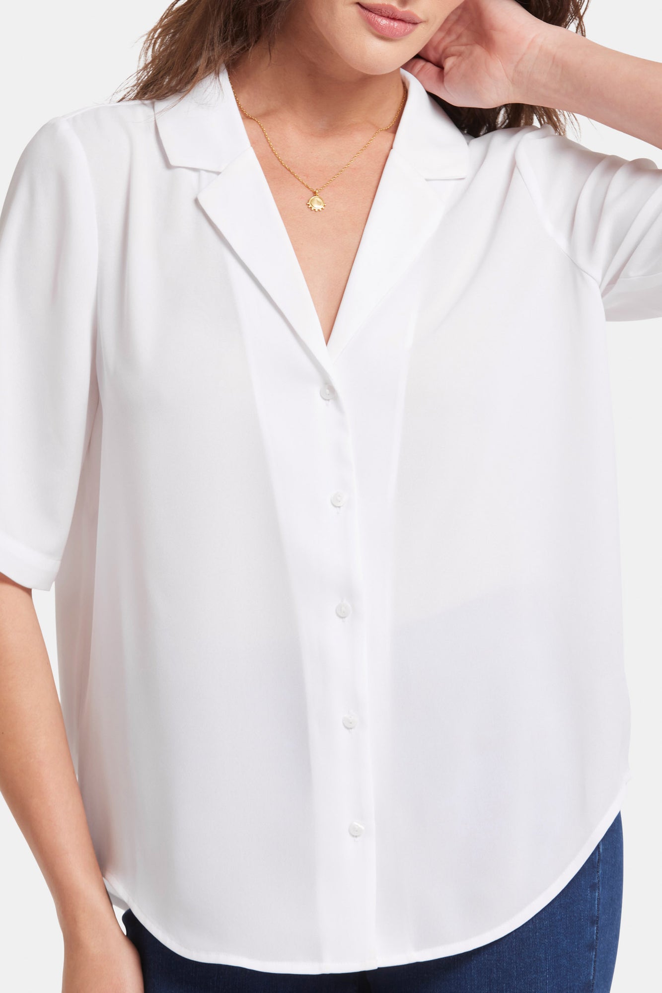 NYDJ Gabrielle Short Sleeved Blouse  - Optic White