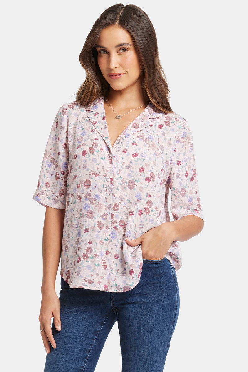 Gabrielle Short Sleeved Blouse - Crystal Peaks Pink | NYDJ