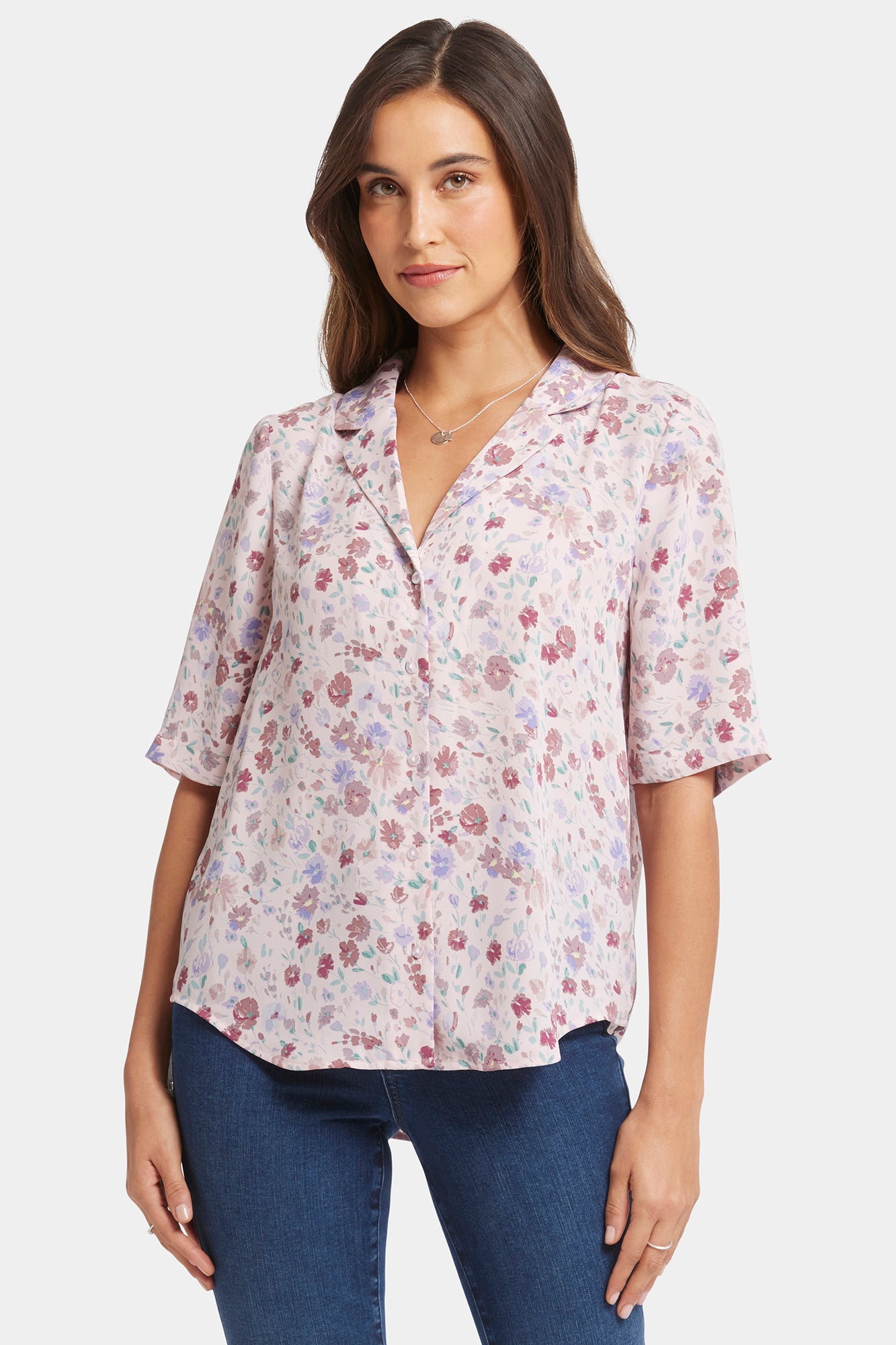 NYDJ Gabrielle Short Sleeved Blouse  - Crystal Peaks