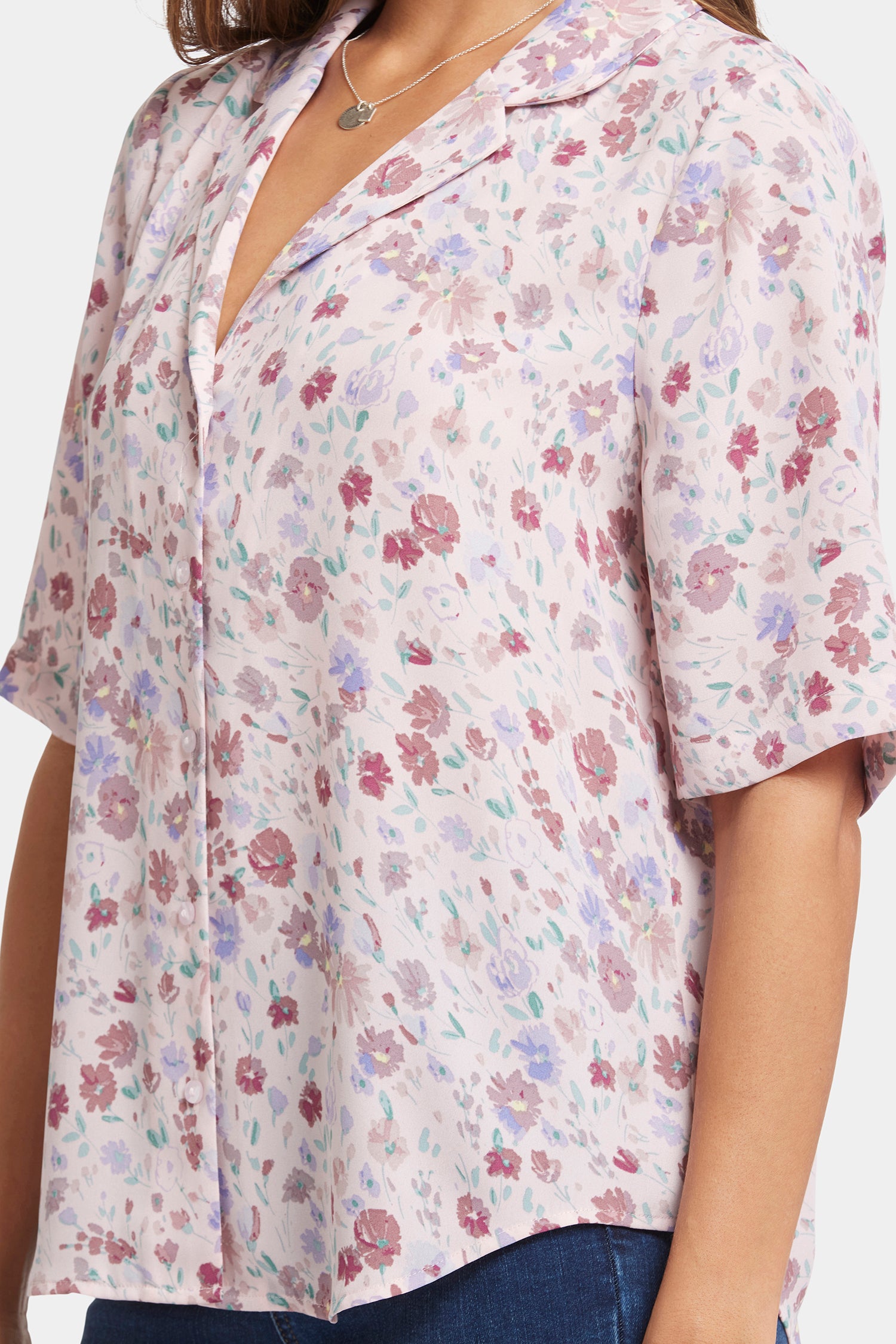 Gabrielle Short Sleeved Blouse - Crystal Peaks Pink | NYDJ