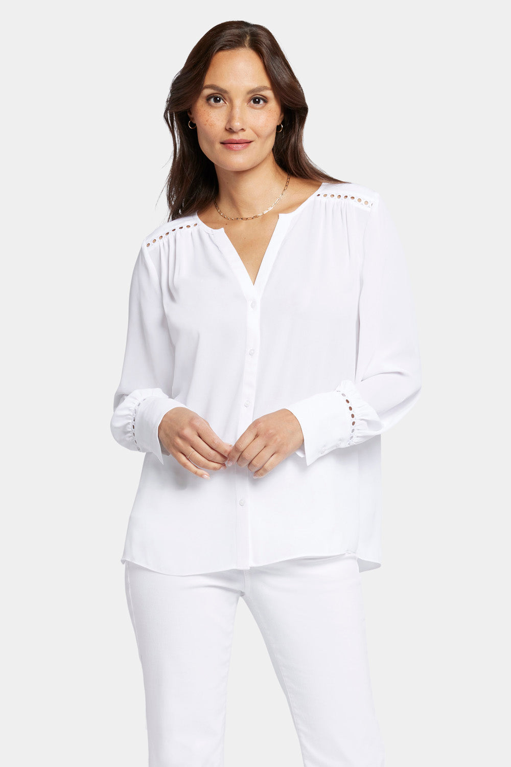 NYDJ Liliana Peasant Blouse  - Optic White