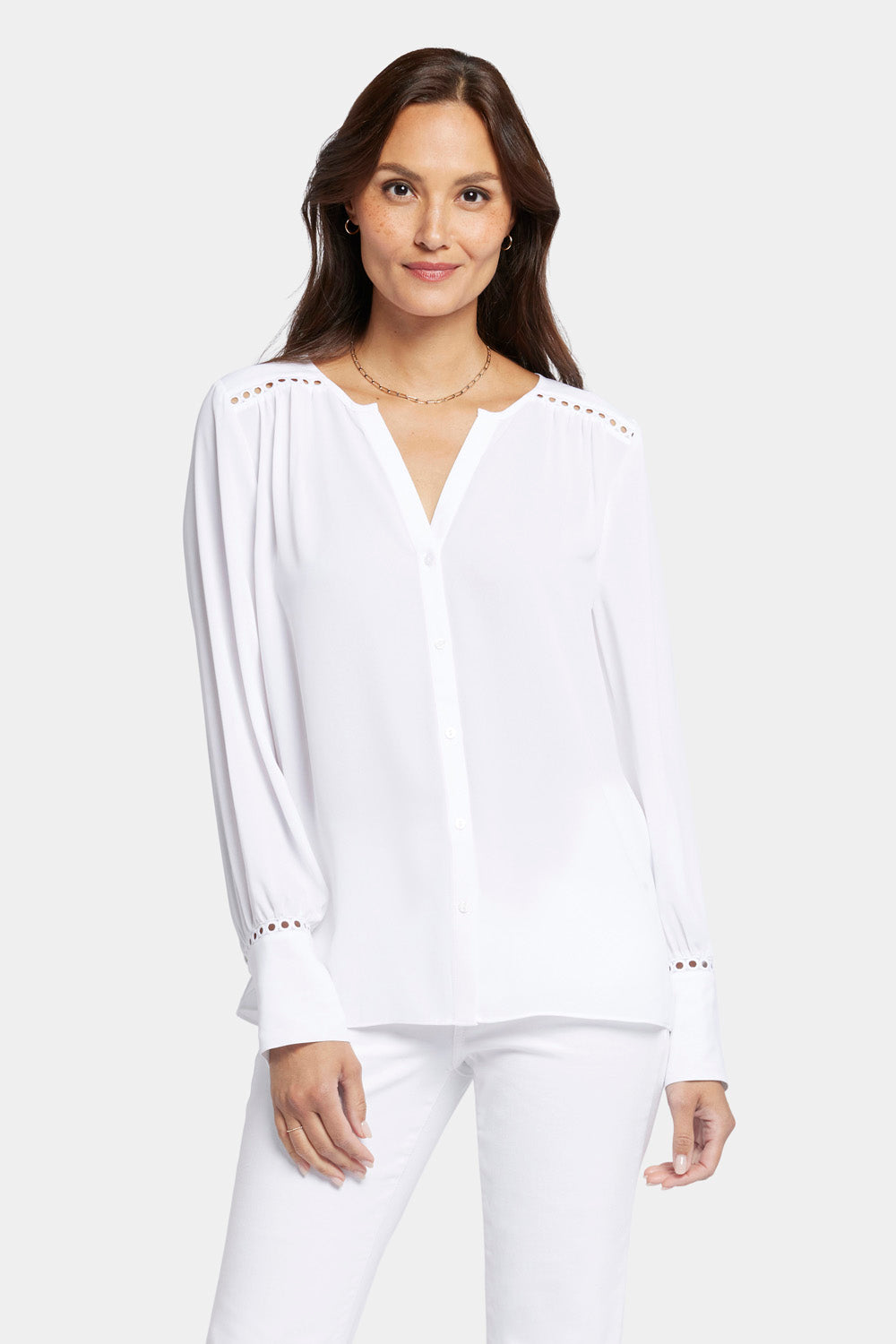 NYDJ Liliana Peasant Blouse  - Optic White