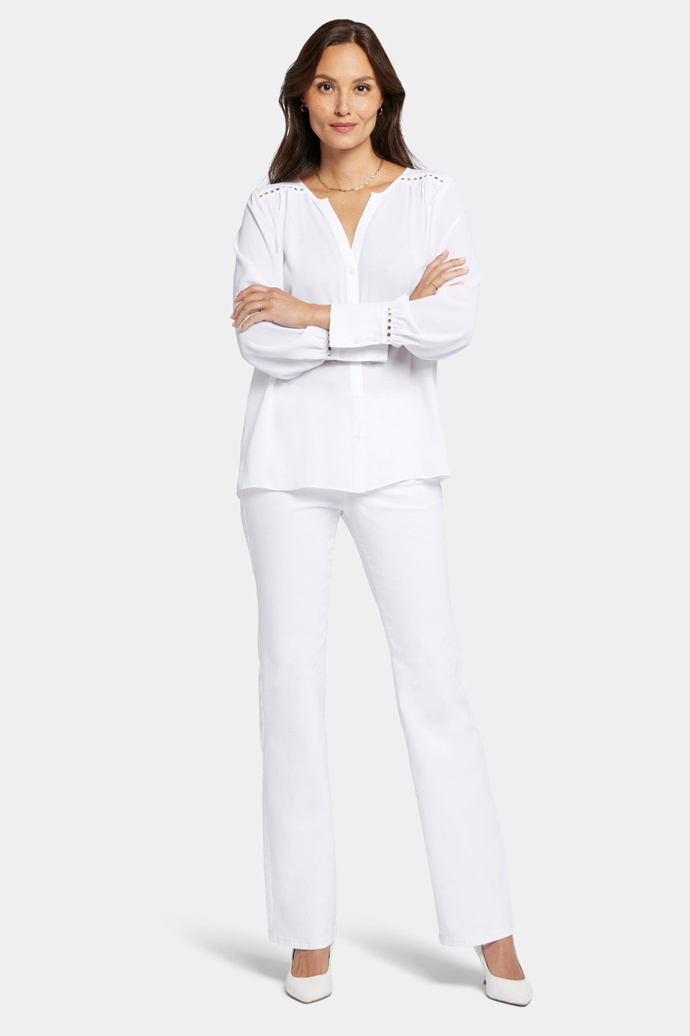 NYDJ Liliana Peasant Blouse  - Optic White