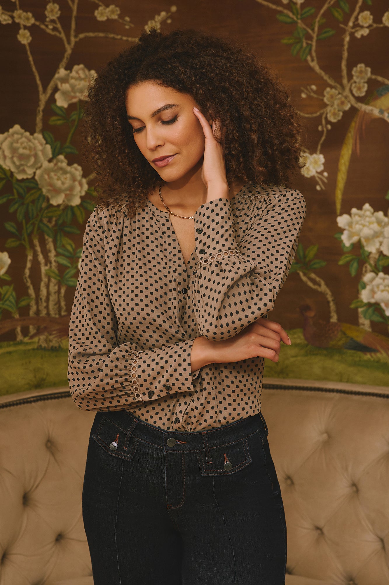 NYDJ Liliana Peasant Blouse  - Capucine Dots