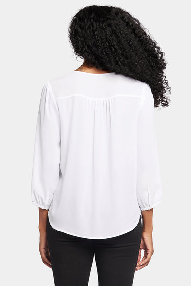 NYDJ Flounce Front Blouse  - Optic White