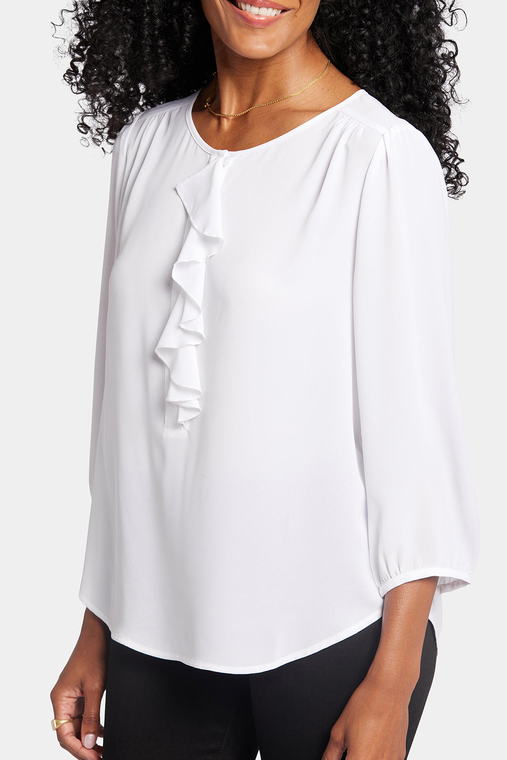 Flounce Front Blouse - Optic White White | NYDJ