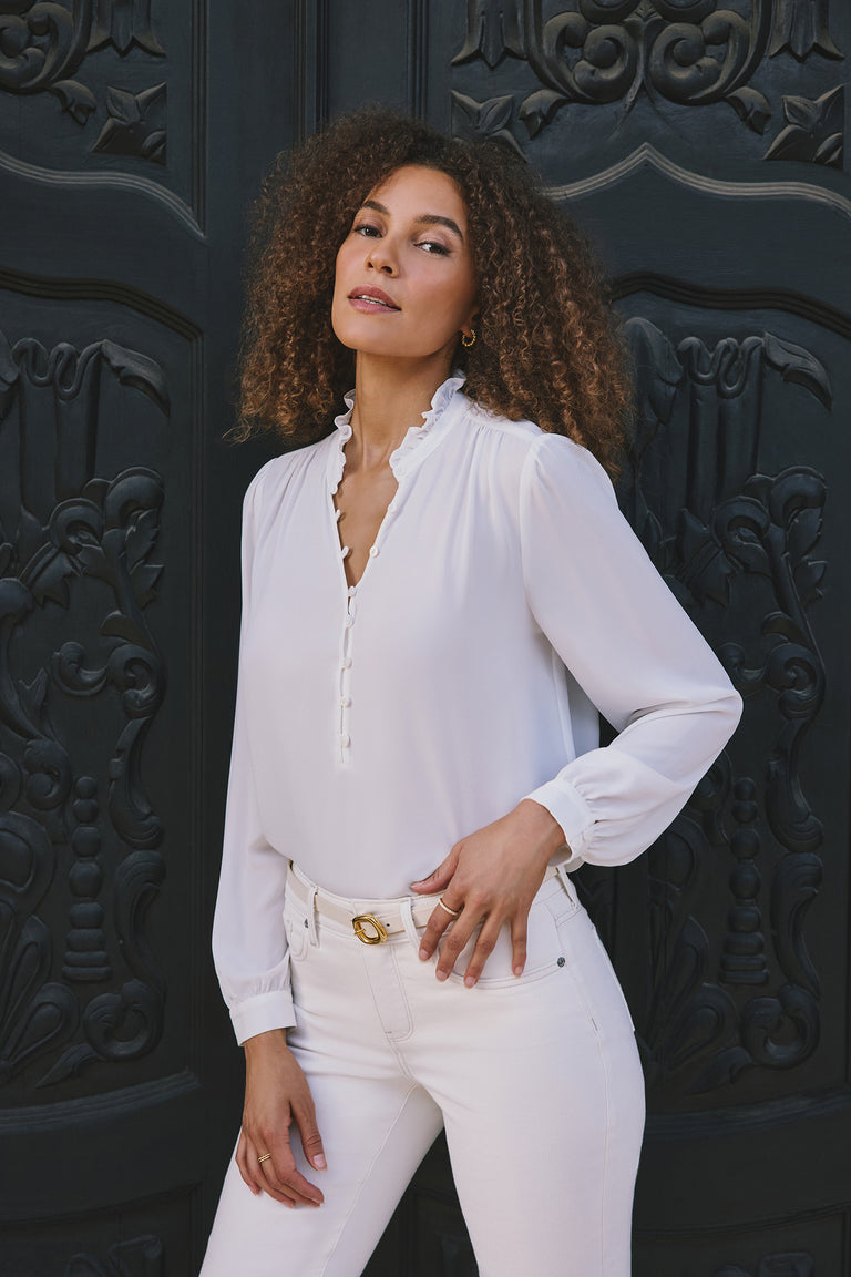 NYDJ Hannah Blouse  - Optic White