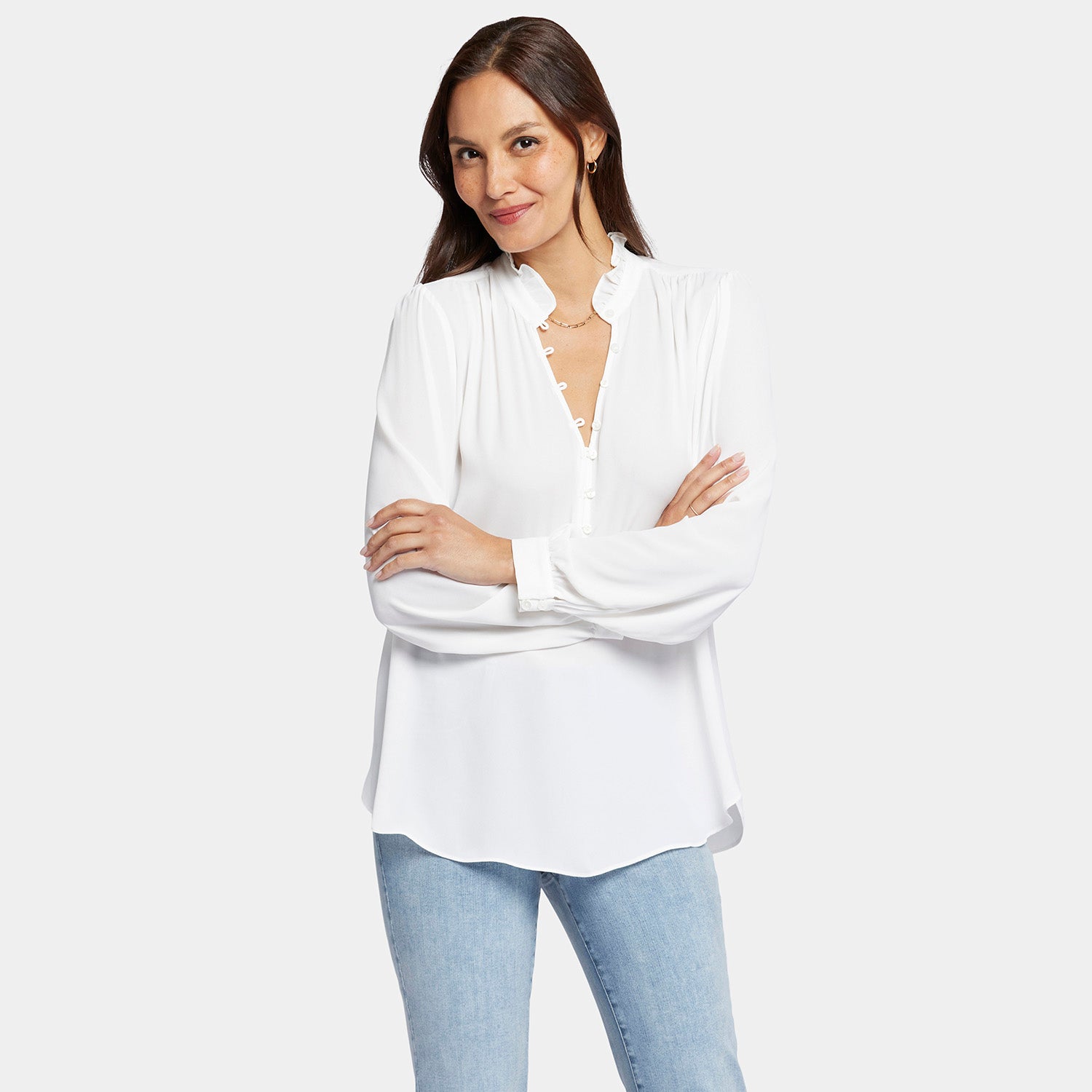 新品■ gypsohila Fit Blouse Renewal White Giselle Ruffle Blouse - White | Levi's® US