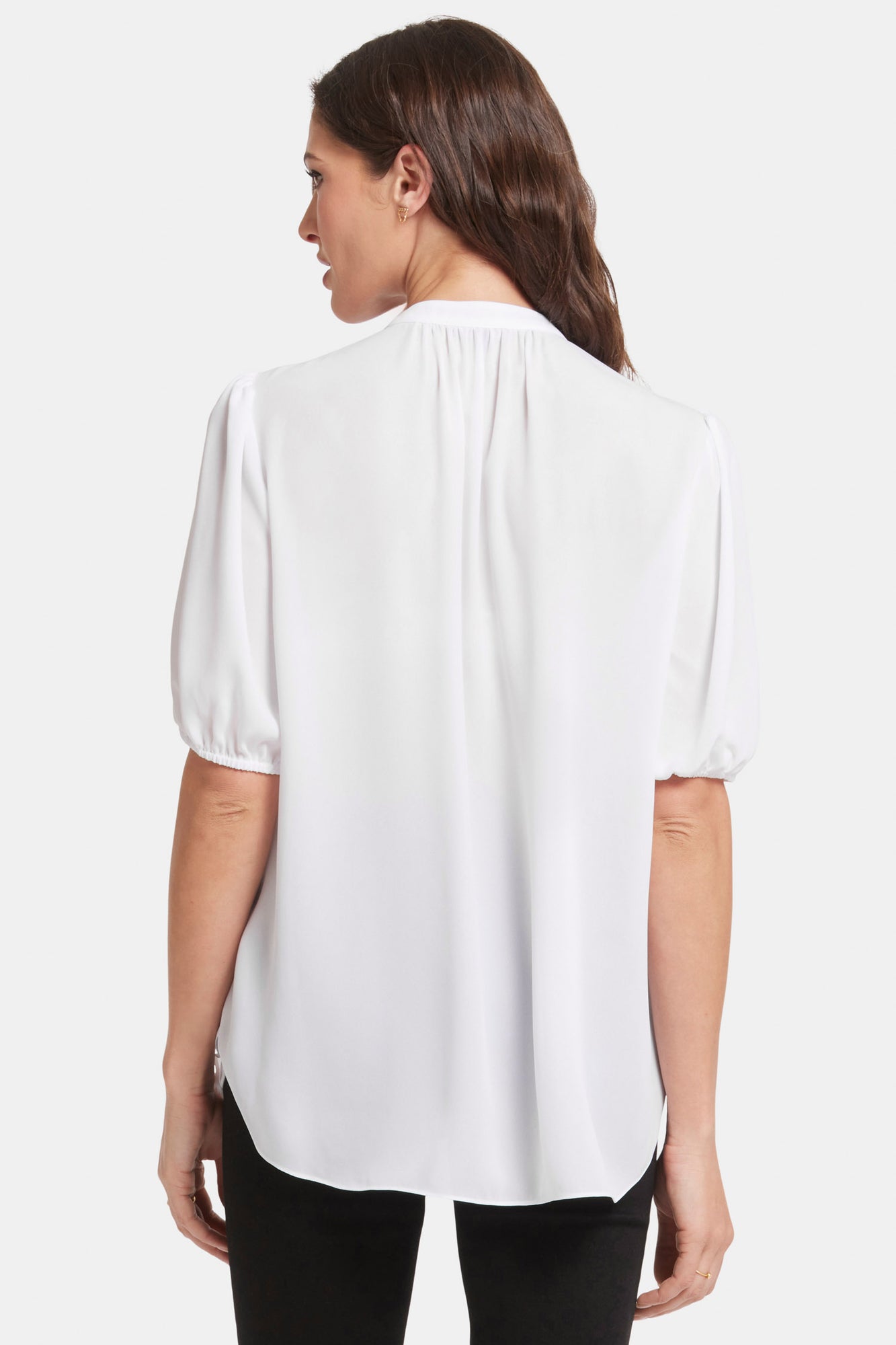 NYDJ Short Puff Sleeve Popover Top  - Optic White