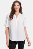 NYDJ Short Puff Sleeve Popover Top  - Optic White