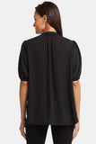 NYDJ Short Puff Sleeve Popover Top  - Black