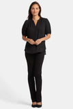 NYDJ Short Puff Sleeve Popover Top  - Black