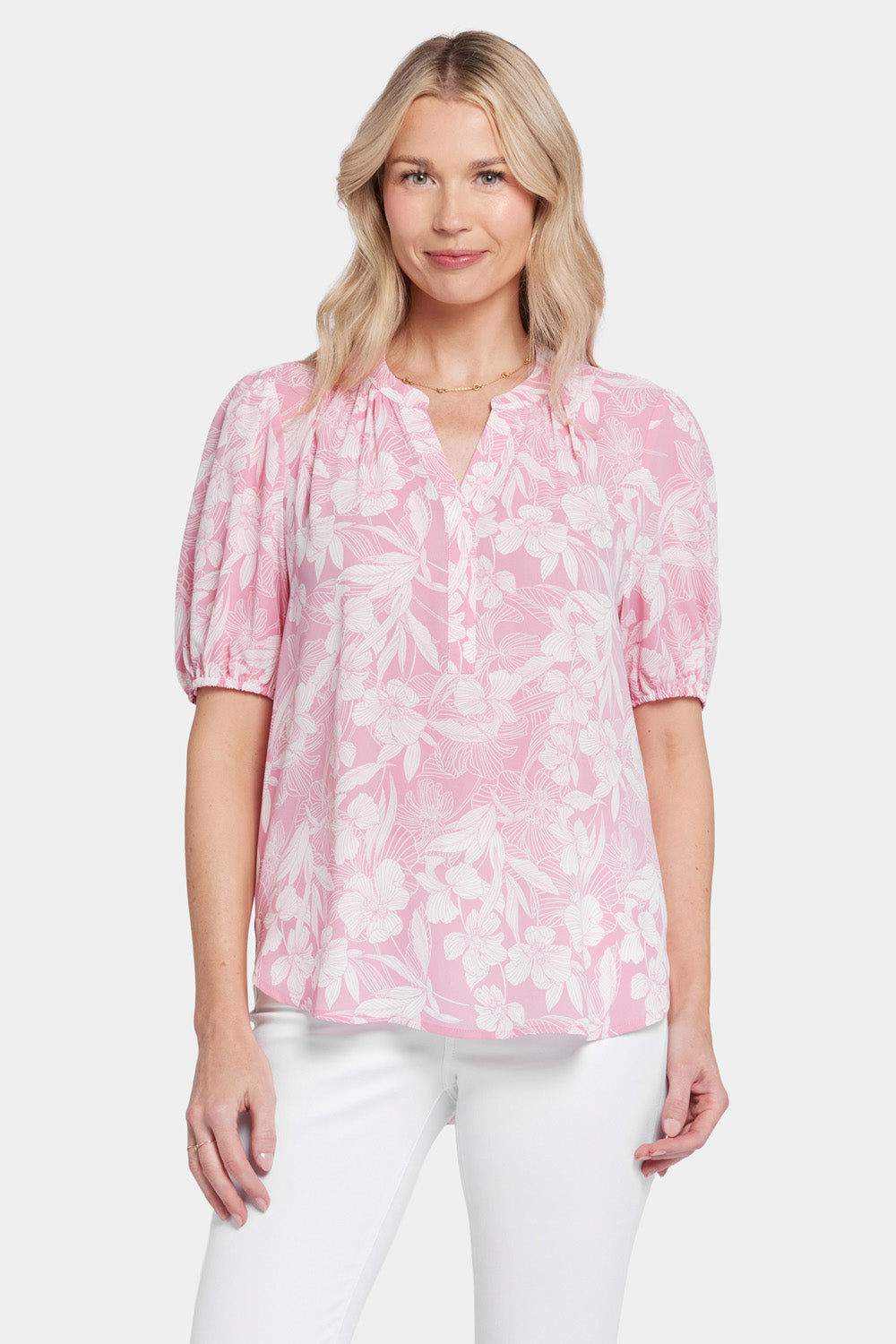 (取寄) エヌワイディージェイ レディース ブラウザ NYDJ women Pinutck Blouse La Pintuck Blouse - Cloud Nine Pink | NYDJ