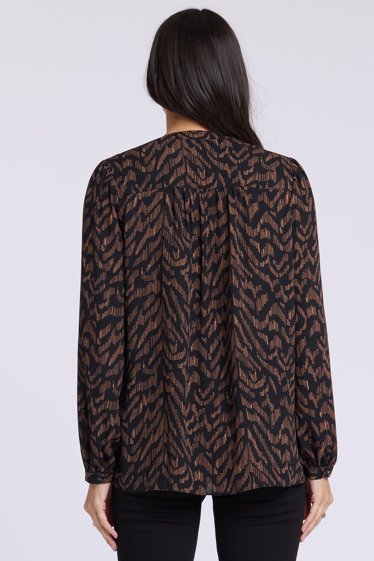 NYDJ Trinity Blouse  - Jagged Tiger Chocolate