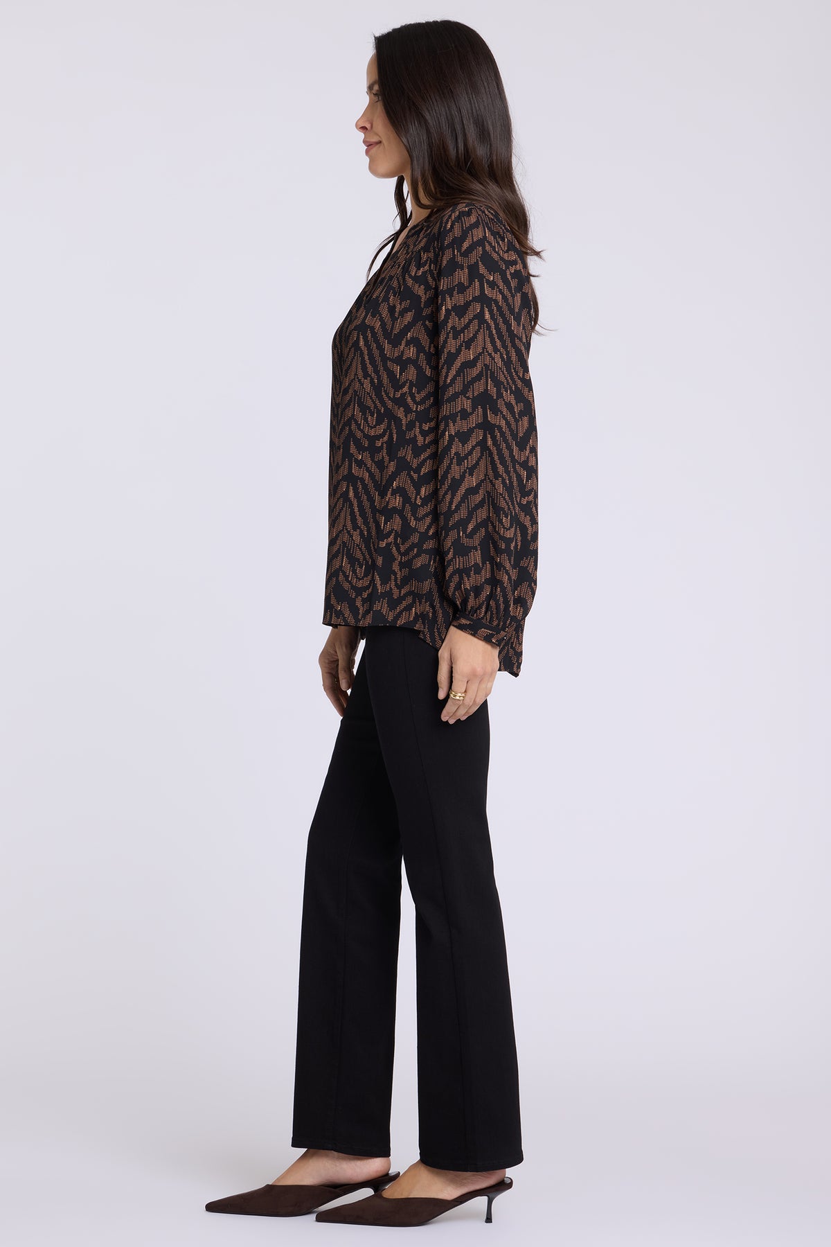 NYDJ Trinity Blouse  - Jagged Tiger Chocolate