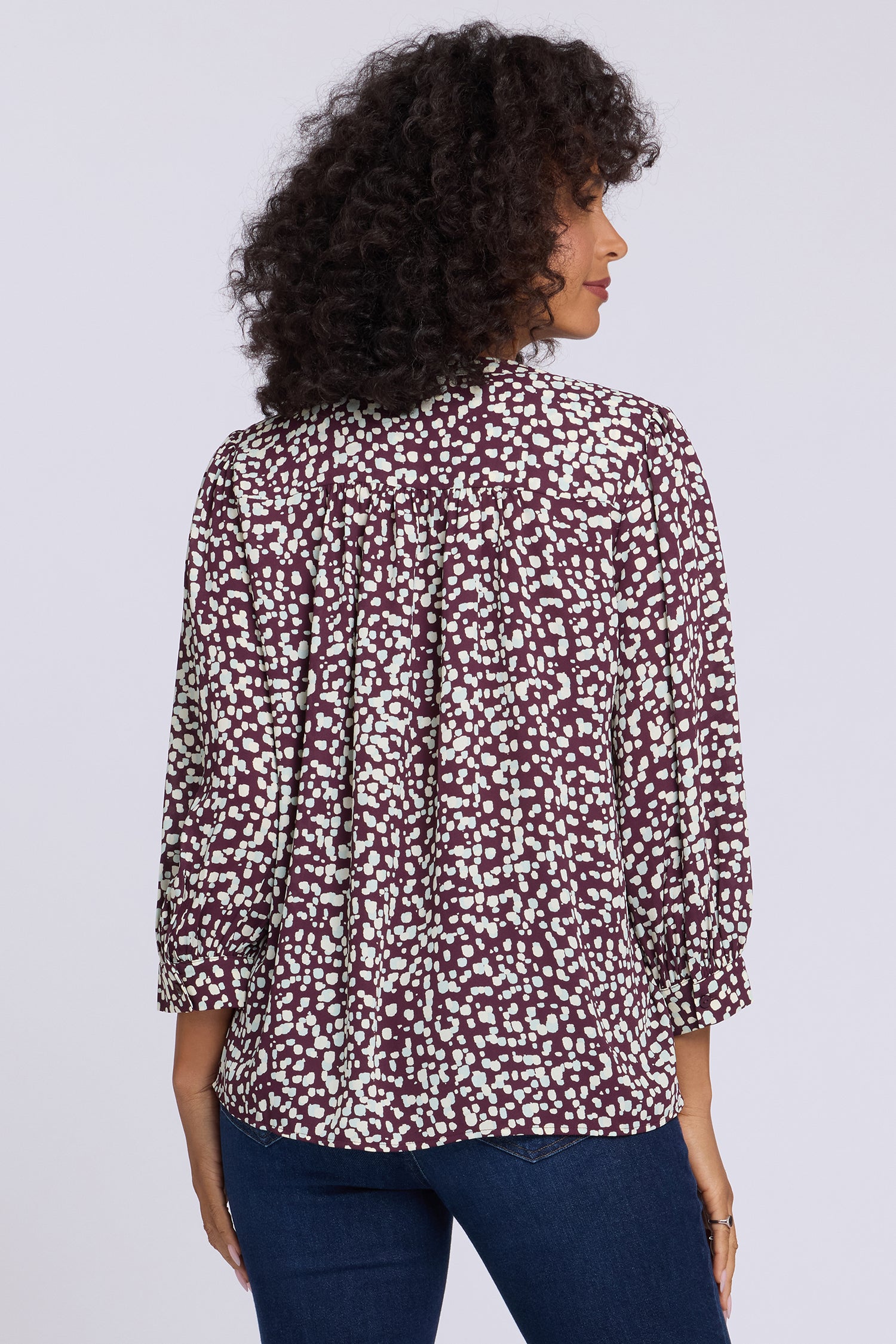 NYDJ Bonnie Blouse  - Random Dots Wine Sorbet