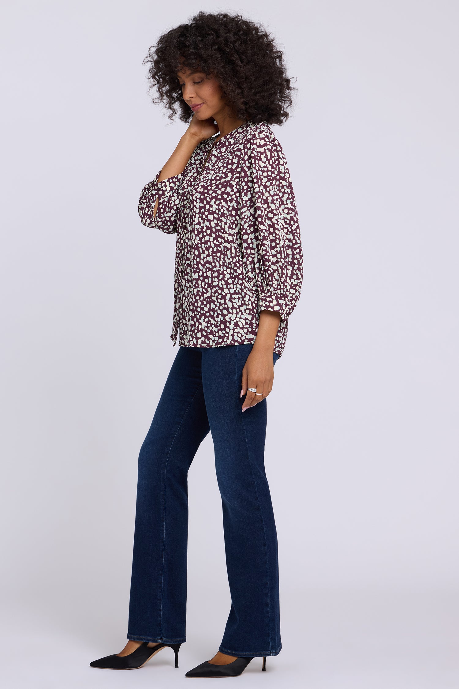 NYDJ Bonnie Blouse  - Random Dots Wine Sorbet