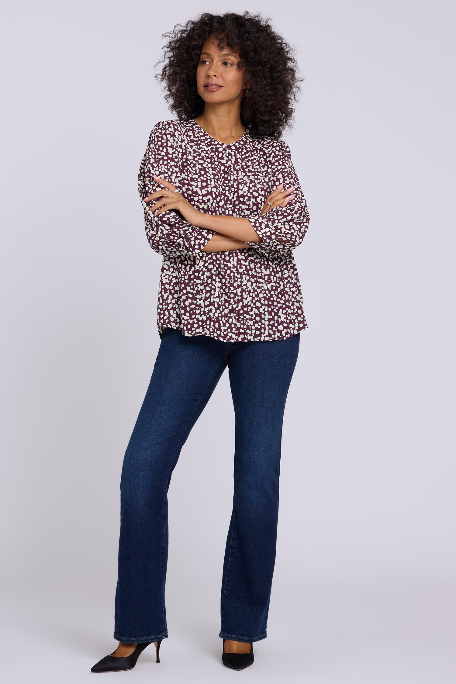 NYDJ Bonnie Blouse  - Random Dots Wine Sorbet