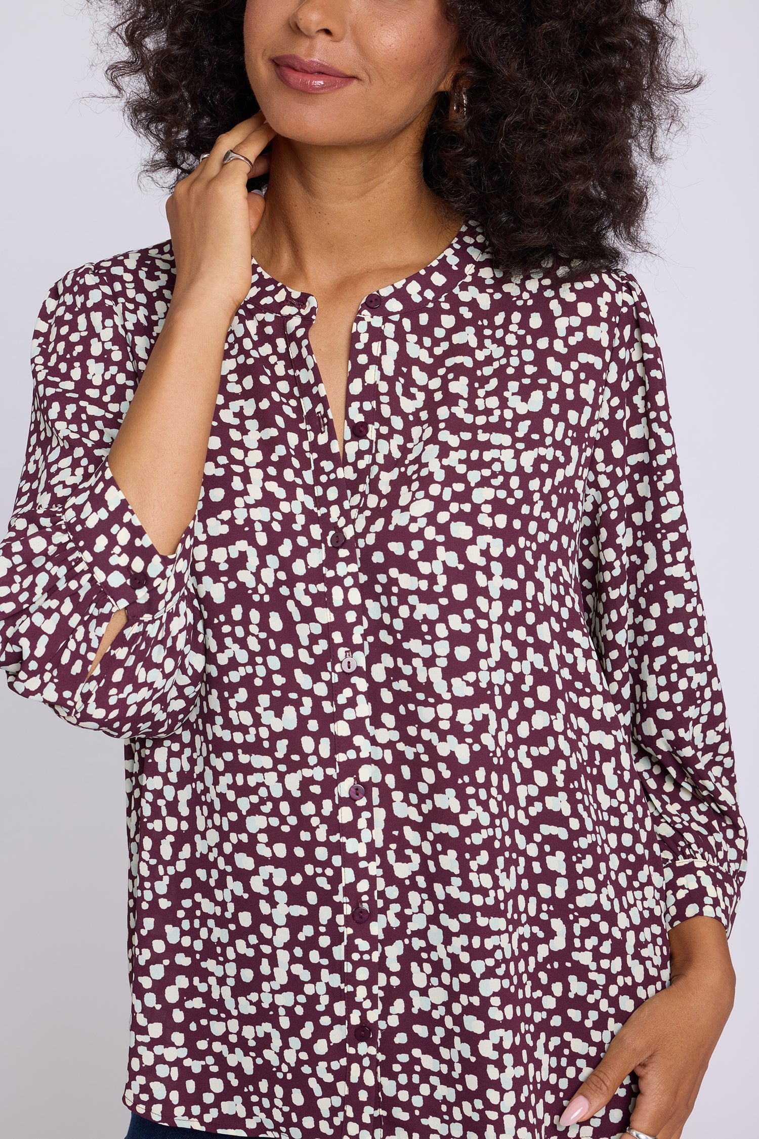 NYDJ Bonnie Blouse  - Random Dots Wine Sorbet