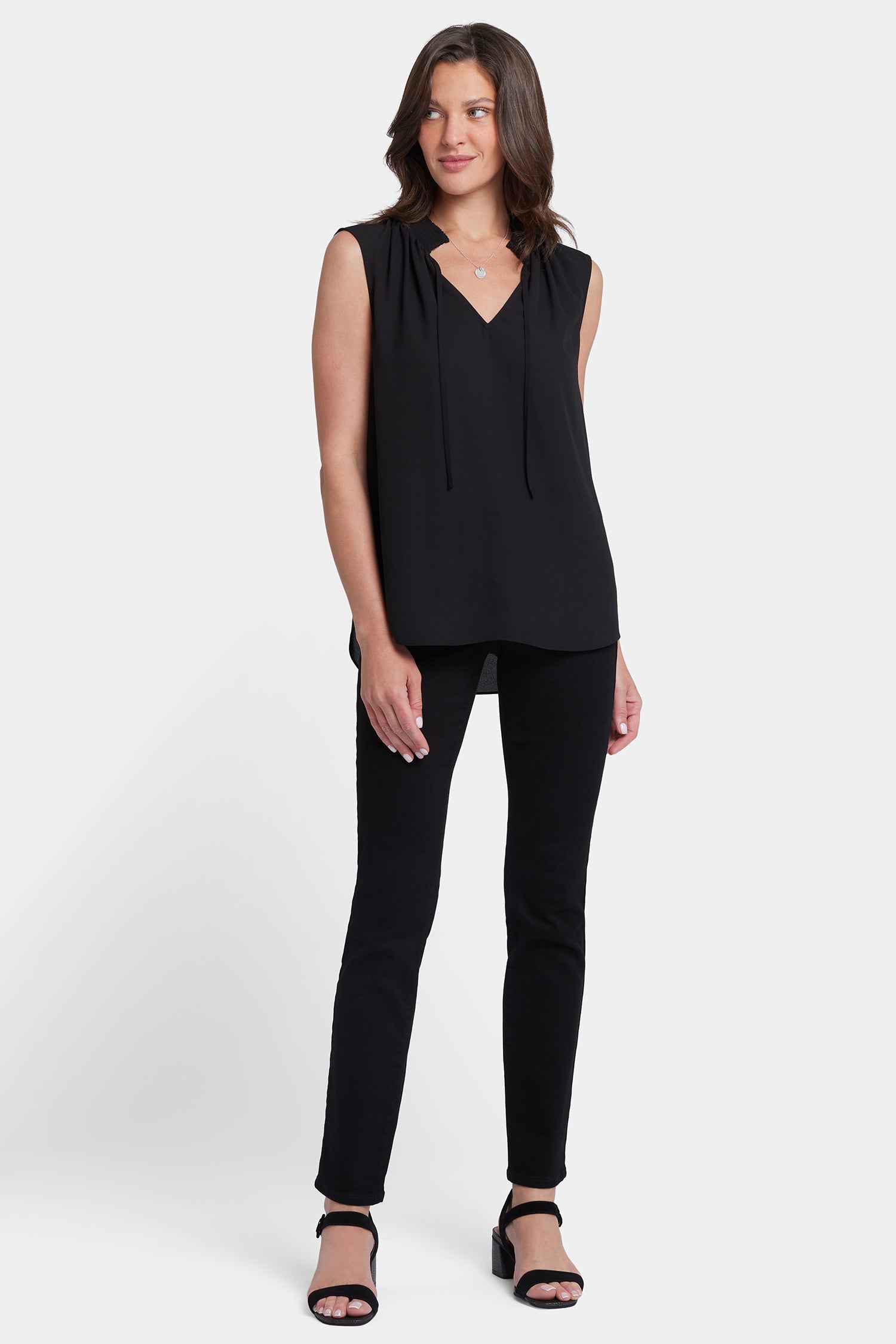 NYDJ Sleeveless Gemma Blouse  - Black