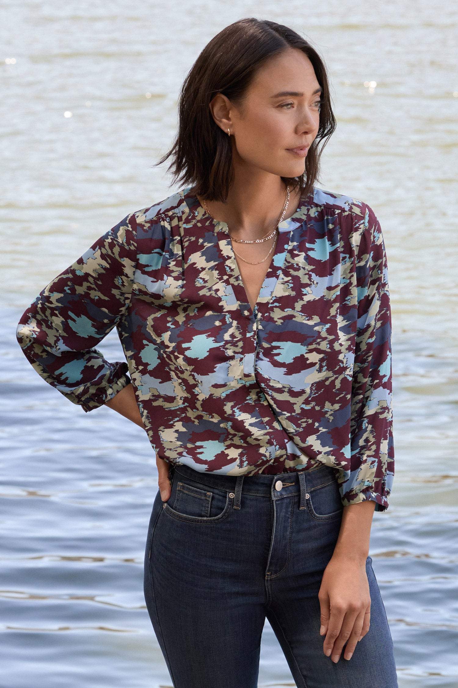 NYDJ Pintuck Blouse  - Boundless Mauve