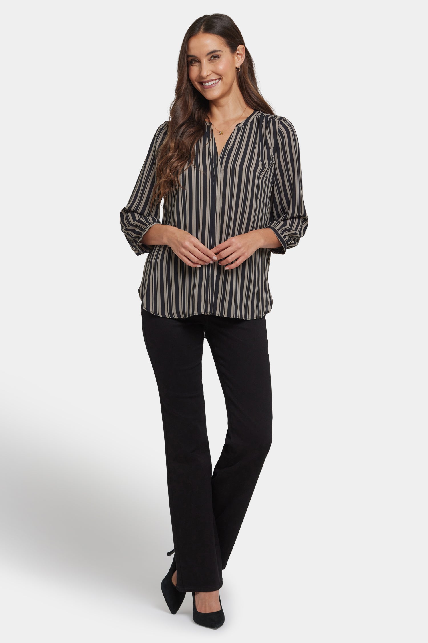Pintuck Blouse - Benoit Stripe Multi | NYDJ