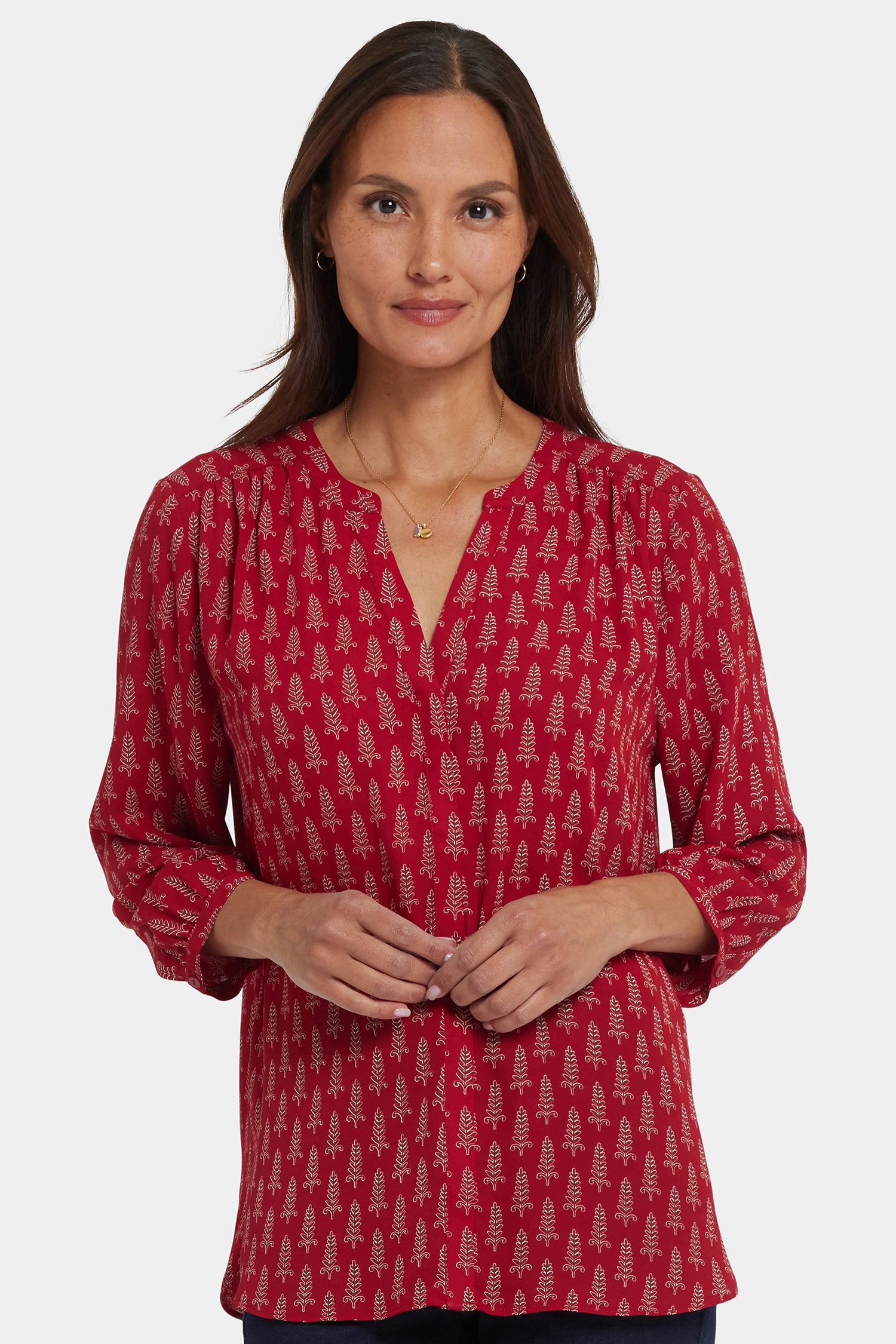 Pintuck Blouse - Jacqueline Red | NYDJ