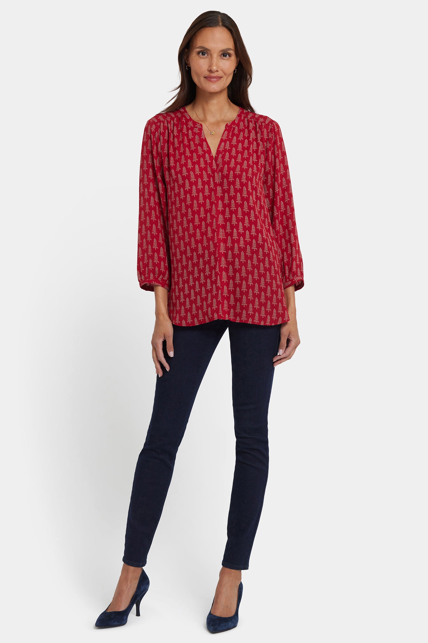 トップス the red thread harness blouse Pintuck Blouse - Jacqueline Red | NYDJ