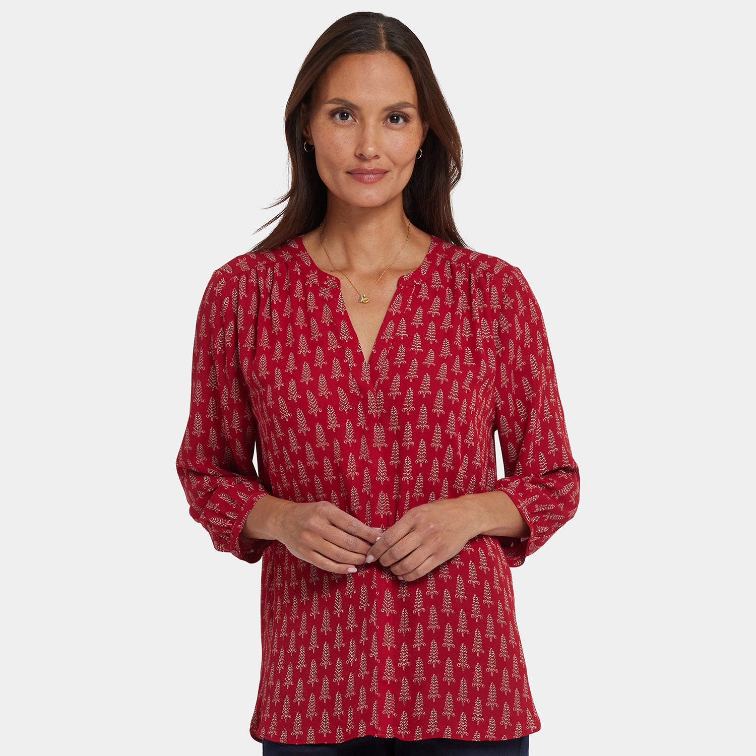 Pintuck Blouse - Jacqueline Red | NYDJ