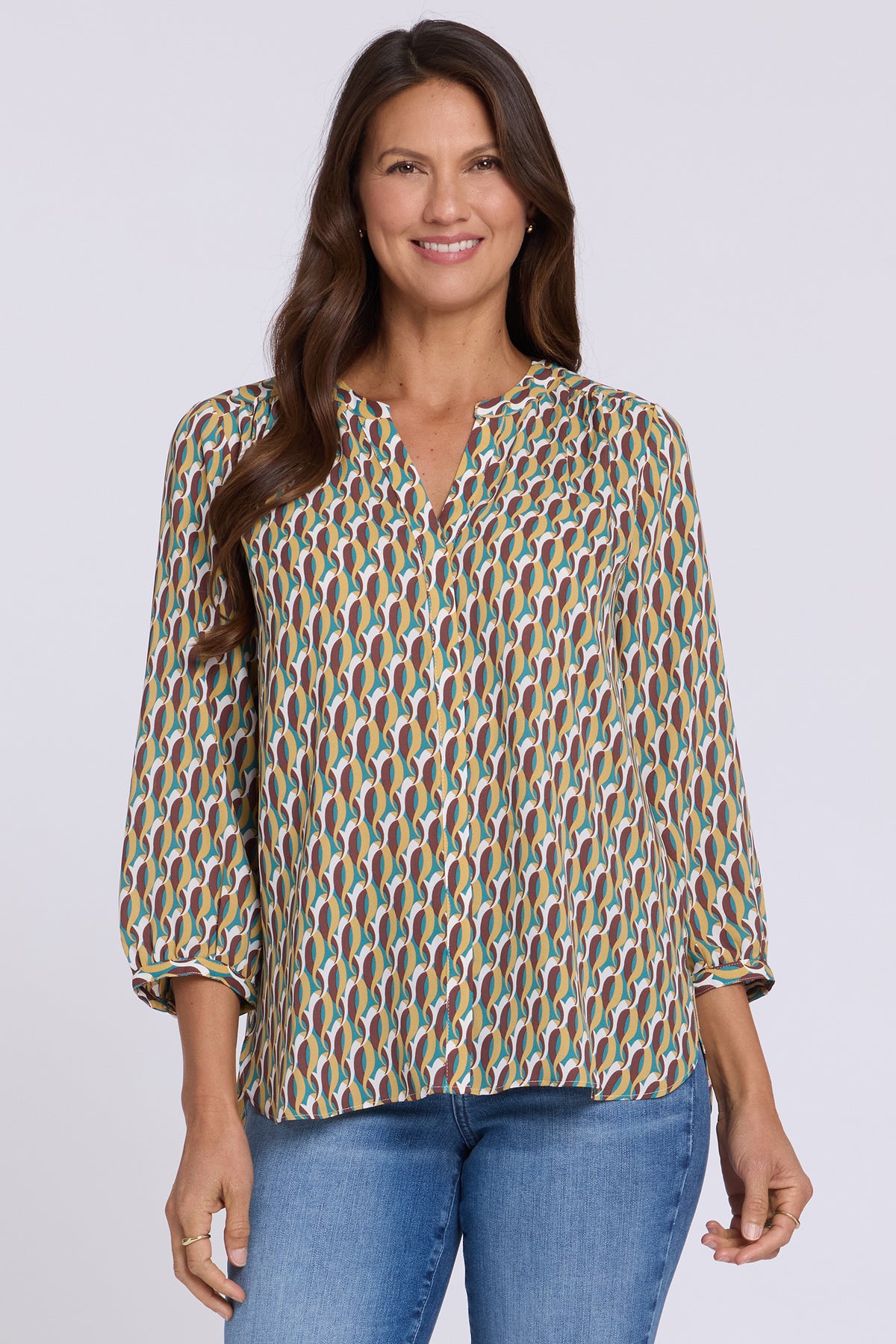 NYDJ Pintuck Blouse  - Oval Park Sungold