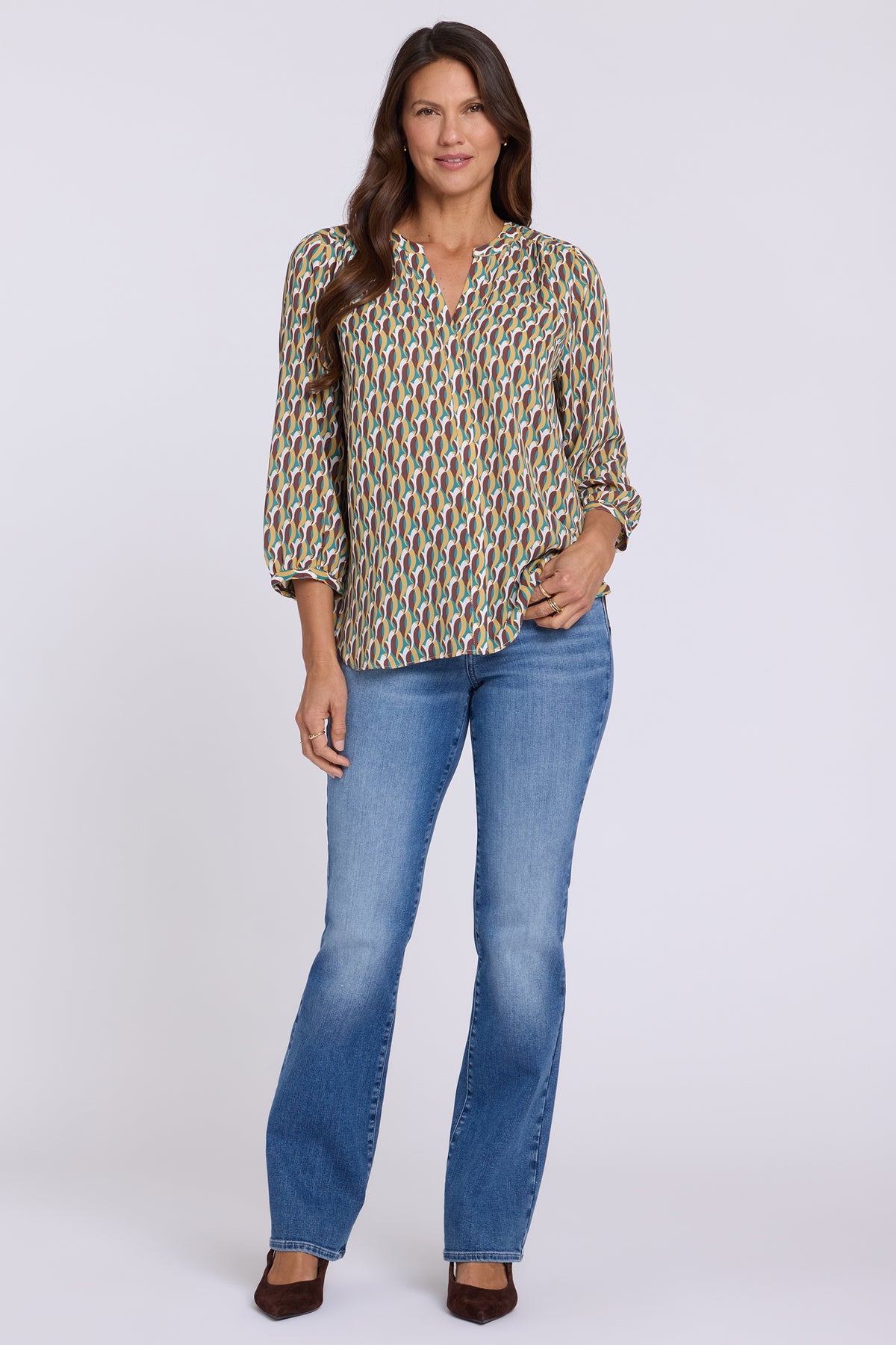 NYDJ Pintuck Blouse  - Oval Park Sungold