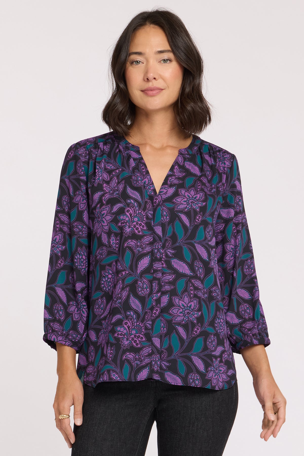 NYDJ Pintuck Blouse  - Soho Garden Dewberry