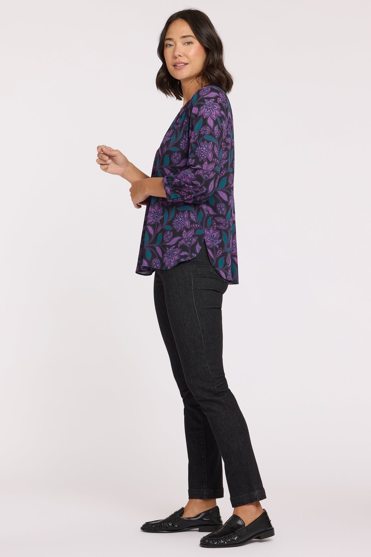 NYDJ Pintuck Blouse  - Soho Garden Dewberry