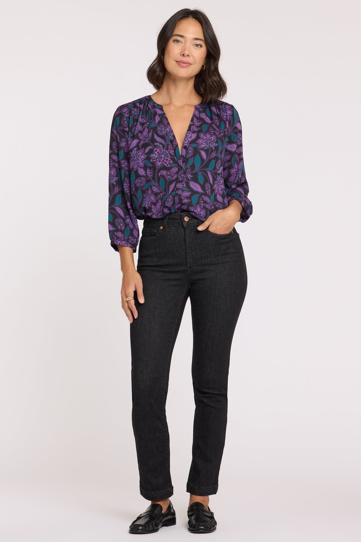 NYDJ Pintuck Blouse  - Soho Garden Dewberry