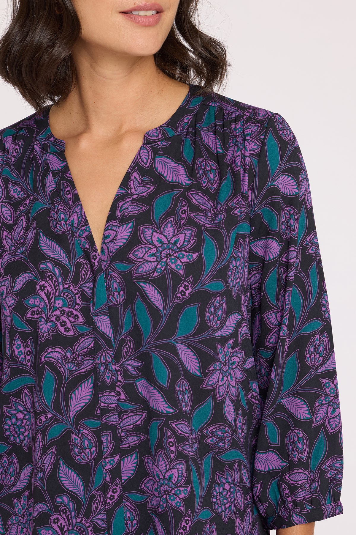 NYDJ Pintuck Blouse  - Soho Garden Dewberry