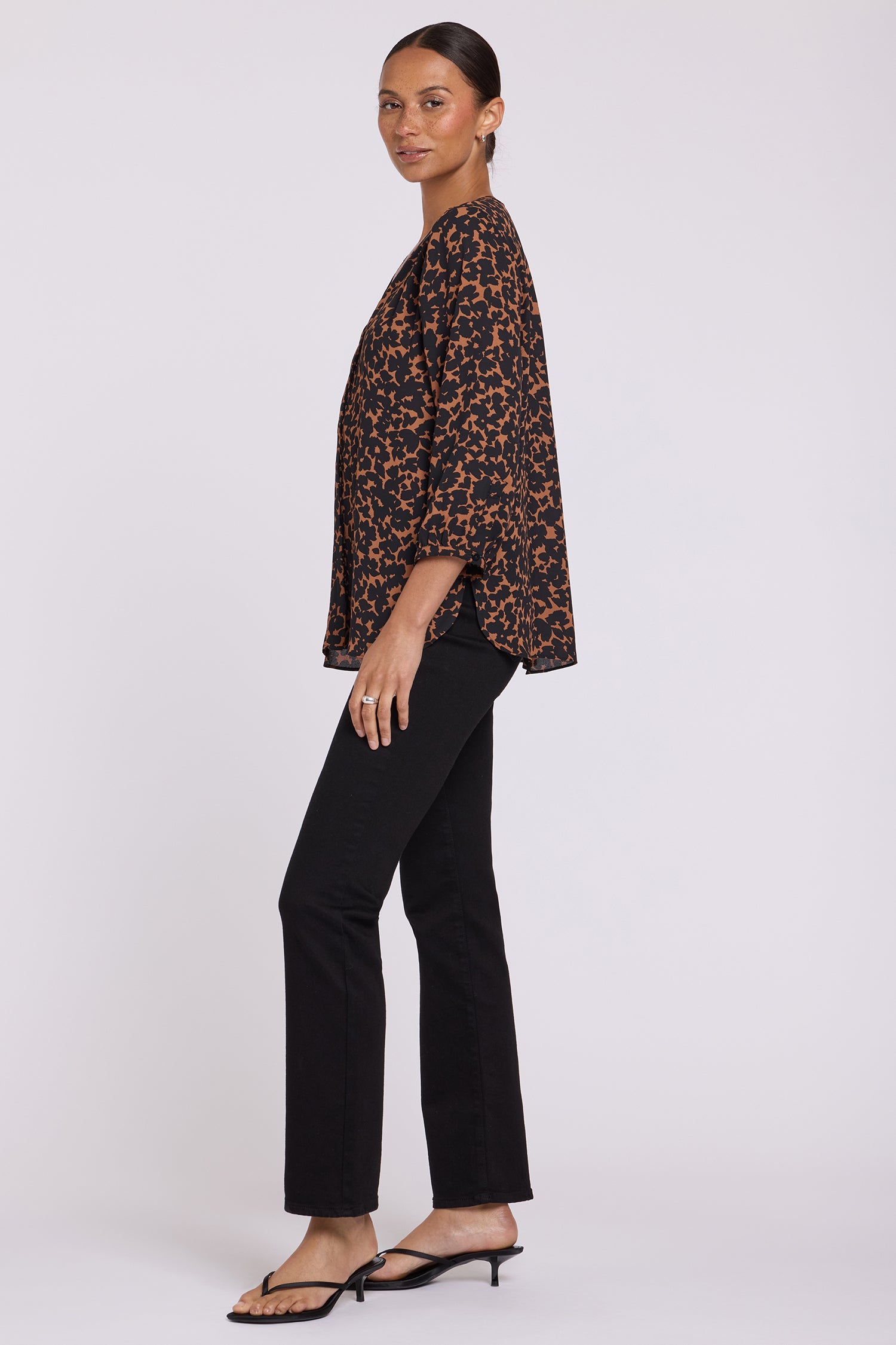 NYDJ Pintuck Blouse  - Moonflower Mocha