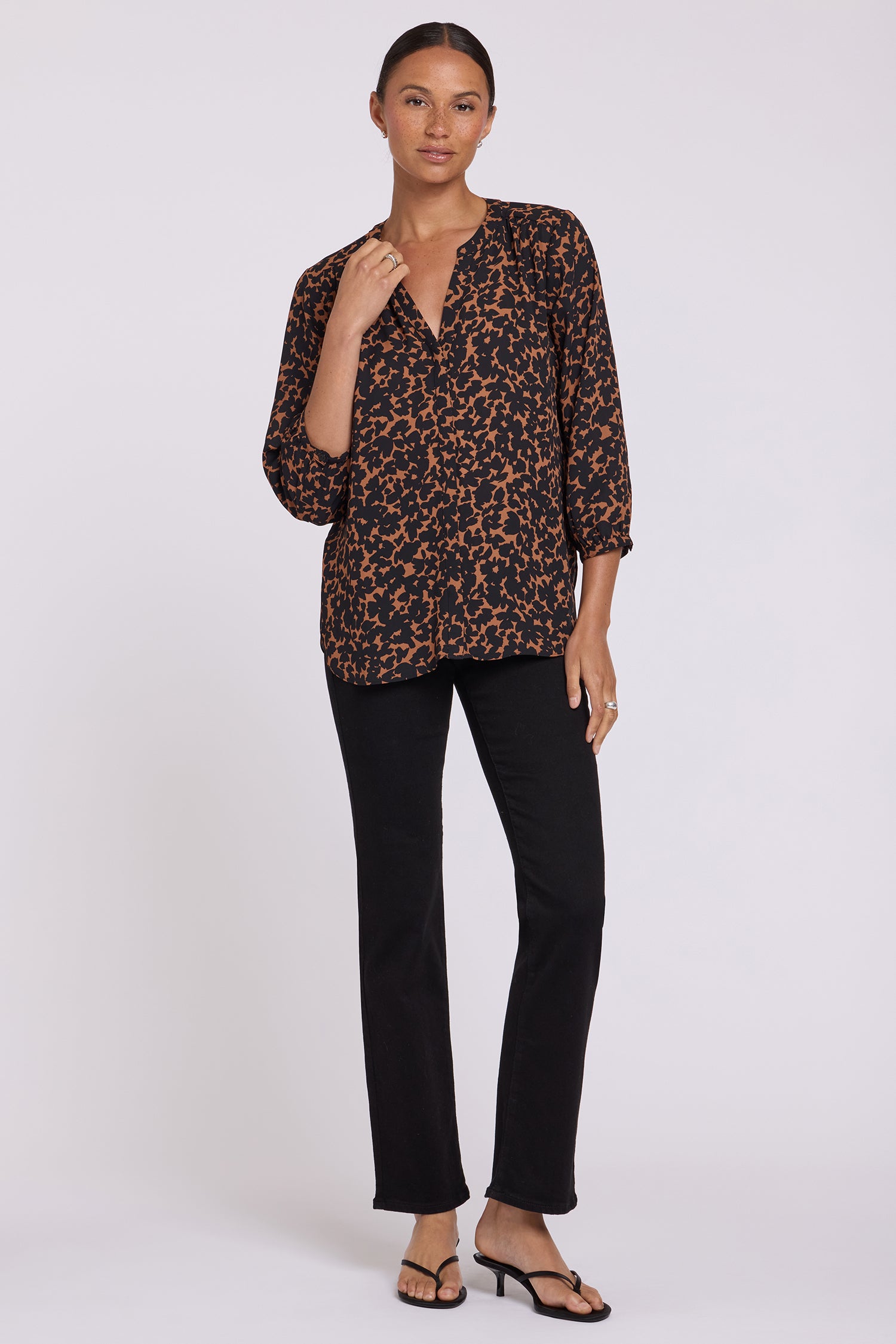 NYDJ Pintuck Blouse  - Moonflower Mocha